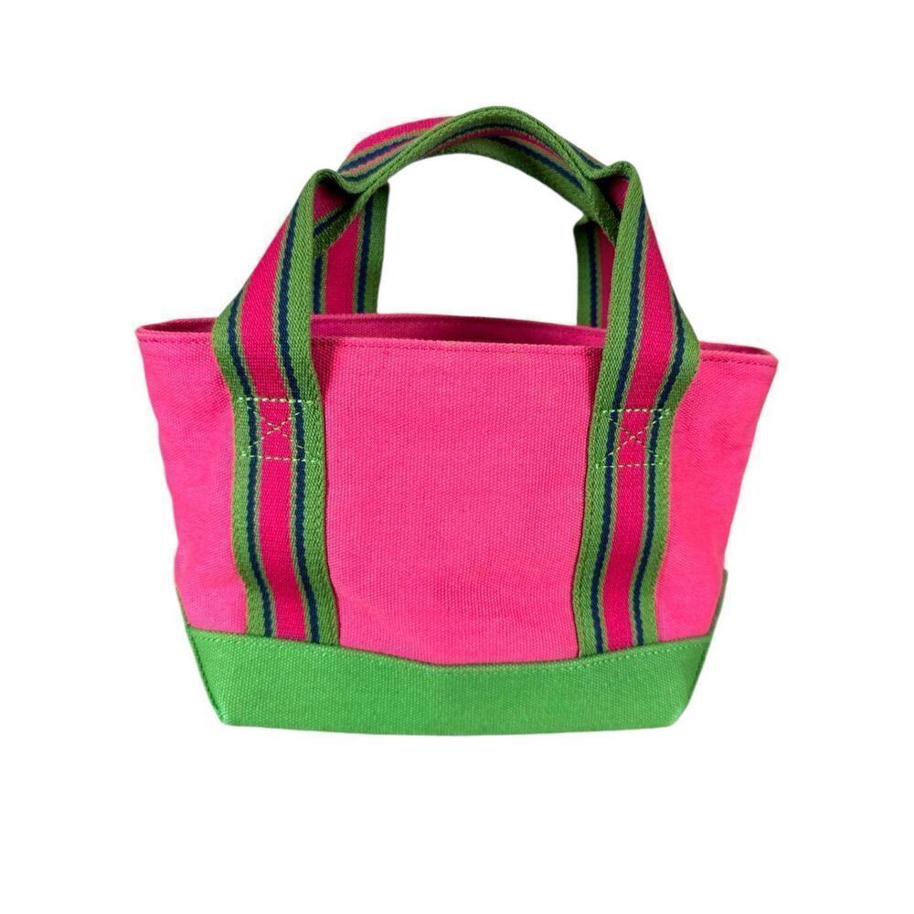 Vintage Tommy Hilfiger Canvas Tote Watermelon Pink Green Y2K Bag - Picture 2 of 8